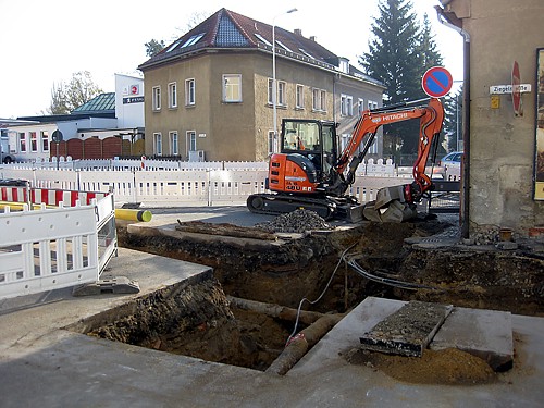 Straßenbaustelle Gerhart-Hauptmann-Straße / Ziegelstraße